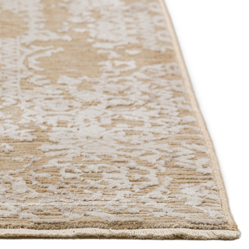 3' X 5' Beige Oriental Area Rug With Fringe