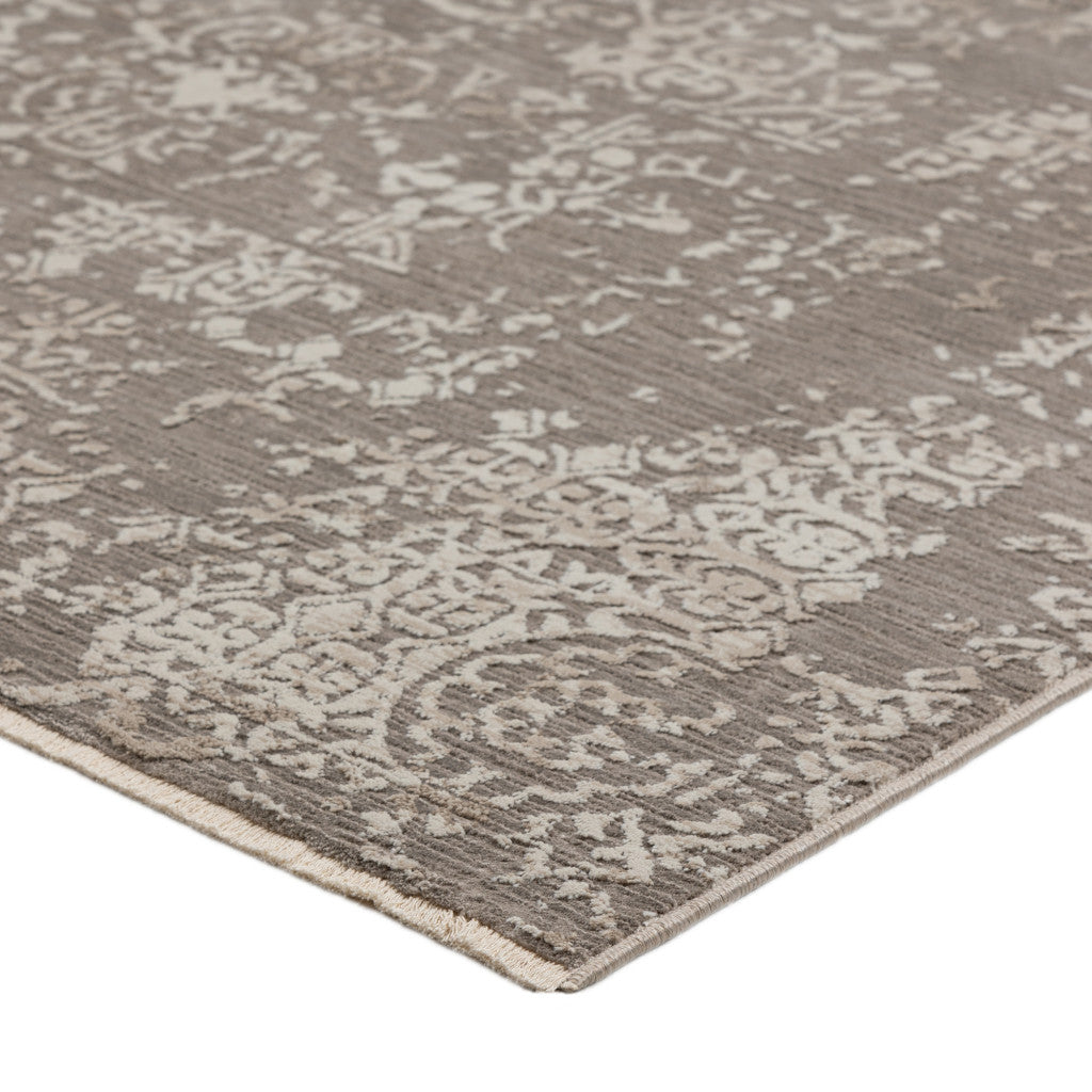 9' X 13' Gray Oriental Area Rug With Fringe