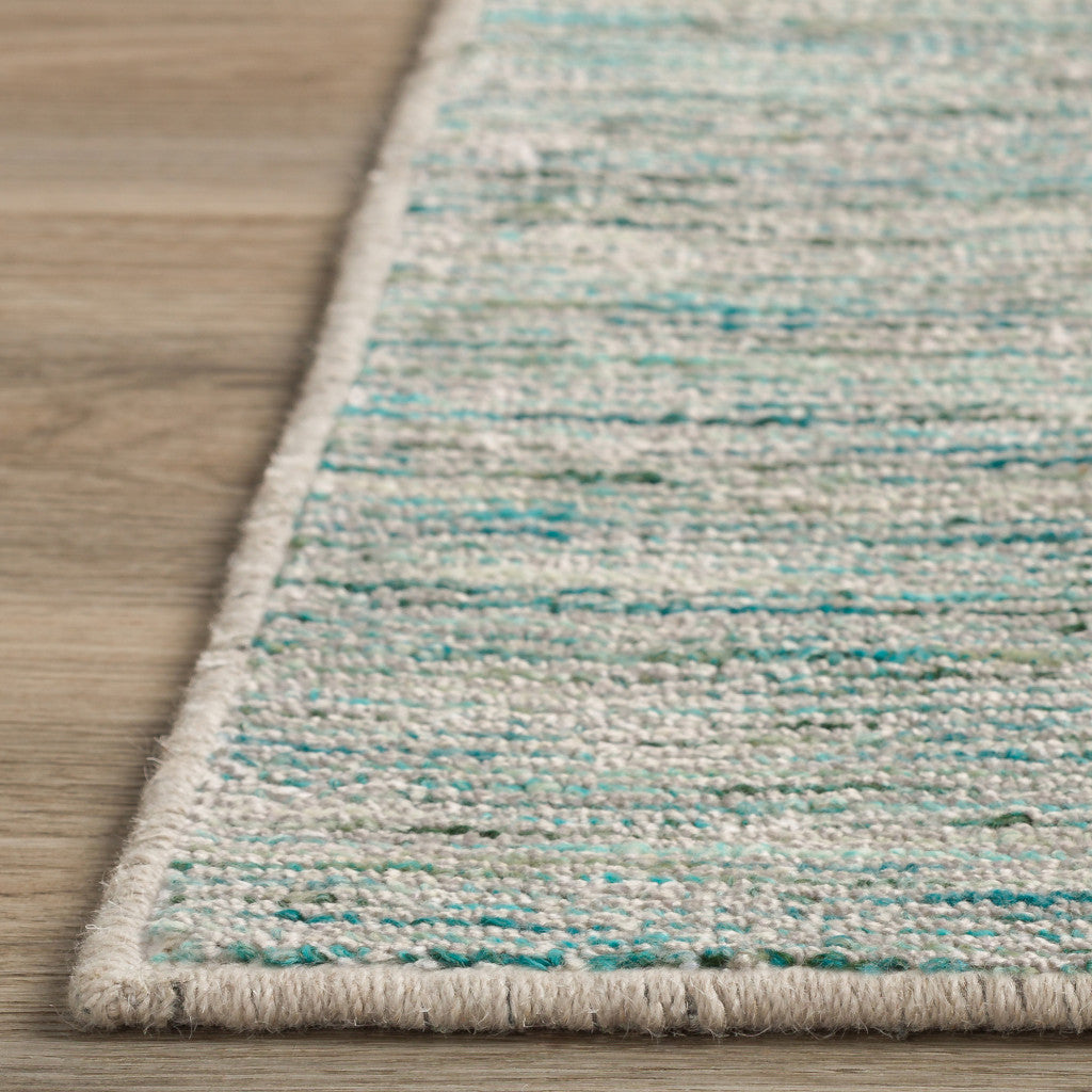 3' X 10' Green Wool Hand Loomed Runner Rug