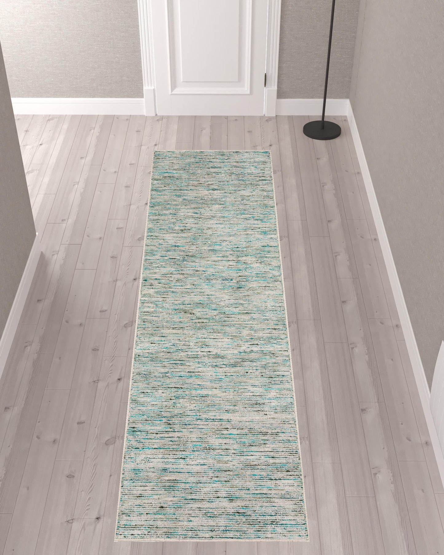 3' X 10' Green Wool Hand Loomed Runner Rug