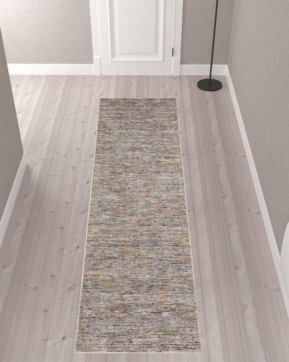 3' X 10' Multi-color Wool Hand Loomed Runner Rug