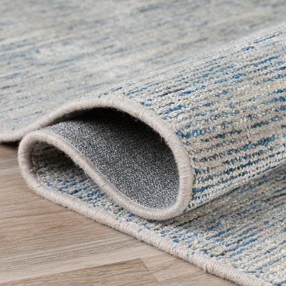 3' X 10' Blue Wool Hand Loomed Runner Rug