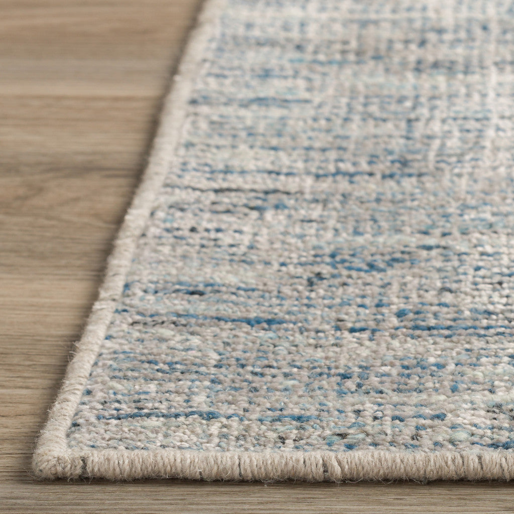 3' X 10' Blue Wool Hand Loomed Runner Rug