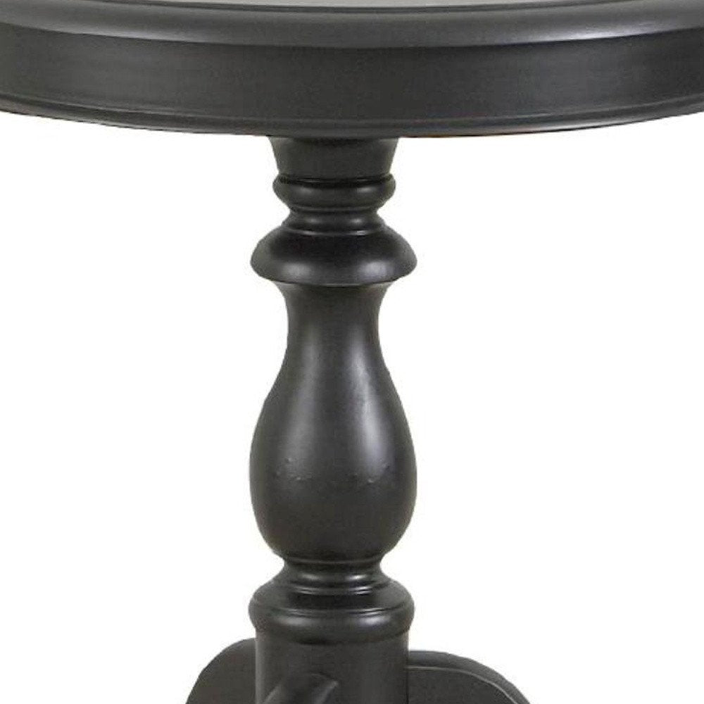 25" Black Manufactured Wood Round End Table HomeRoots