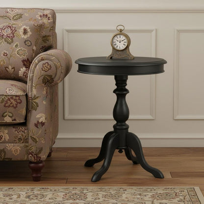 25" Black Manufactured Wood Round End Table HomeRoots