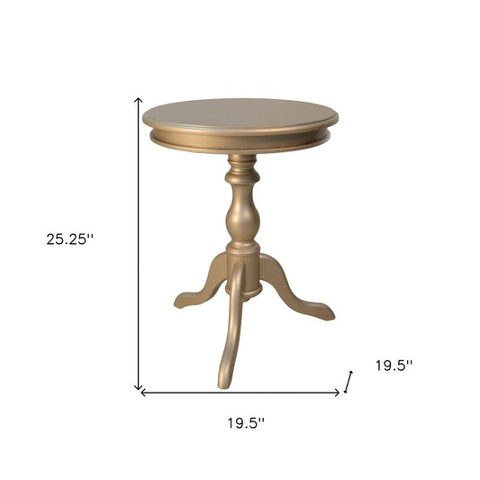 25" Champagne Wood Round End Table HomeRoots