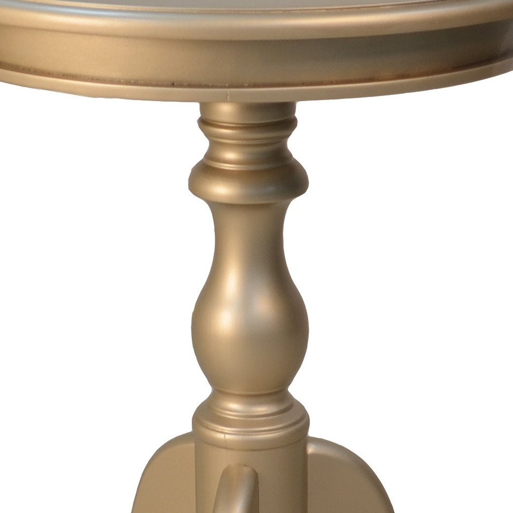 25" Champagne Wood Round End Table HomeRoots