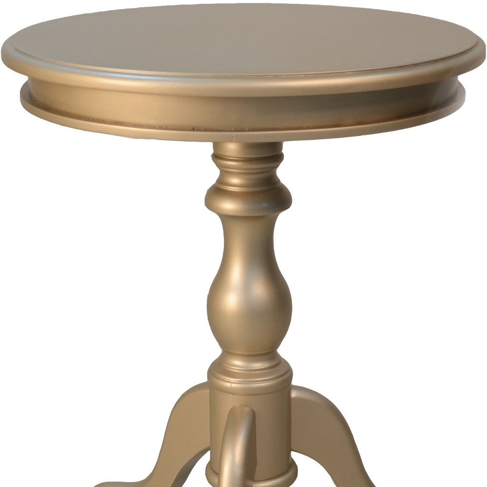 25" Champagne Wood Round End Table HomeRoots
