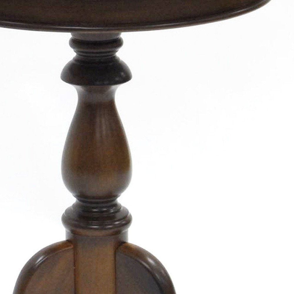 25" Chestnut Wood And Solid Wood Round Pedestal End Table