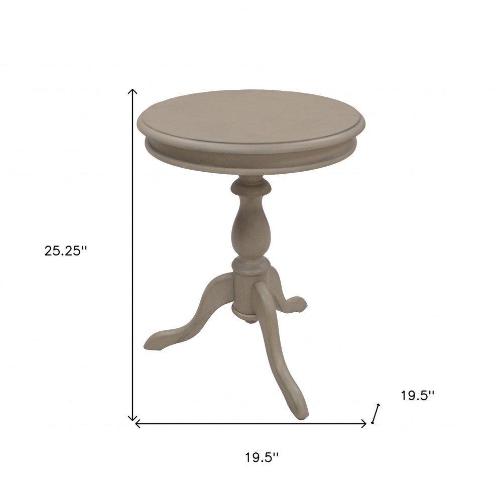 25" Taupe Gray Manufactured Wood Round End Table HomeRoots