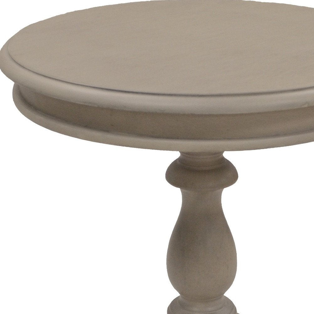 25" Taupe Gray Manufactured Wood Round End Table HomeRoots