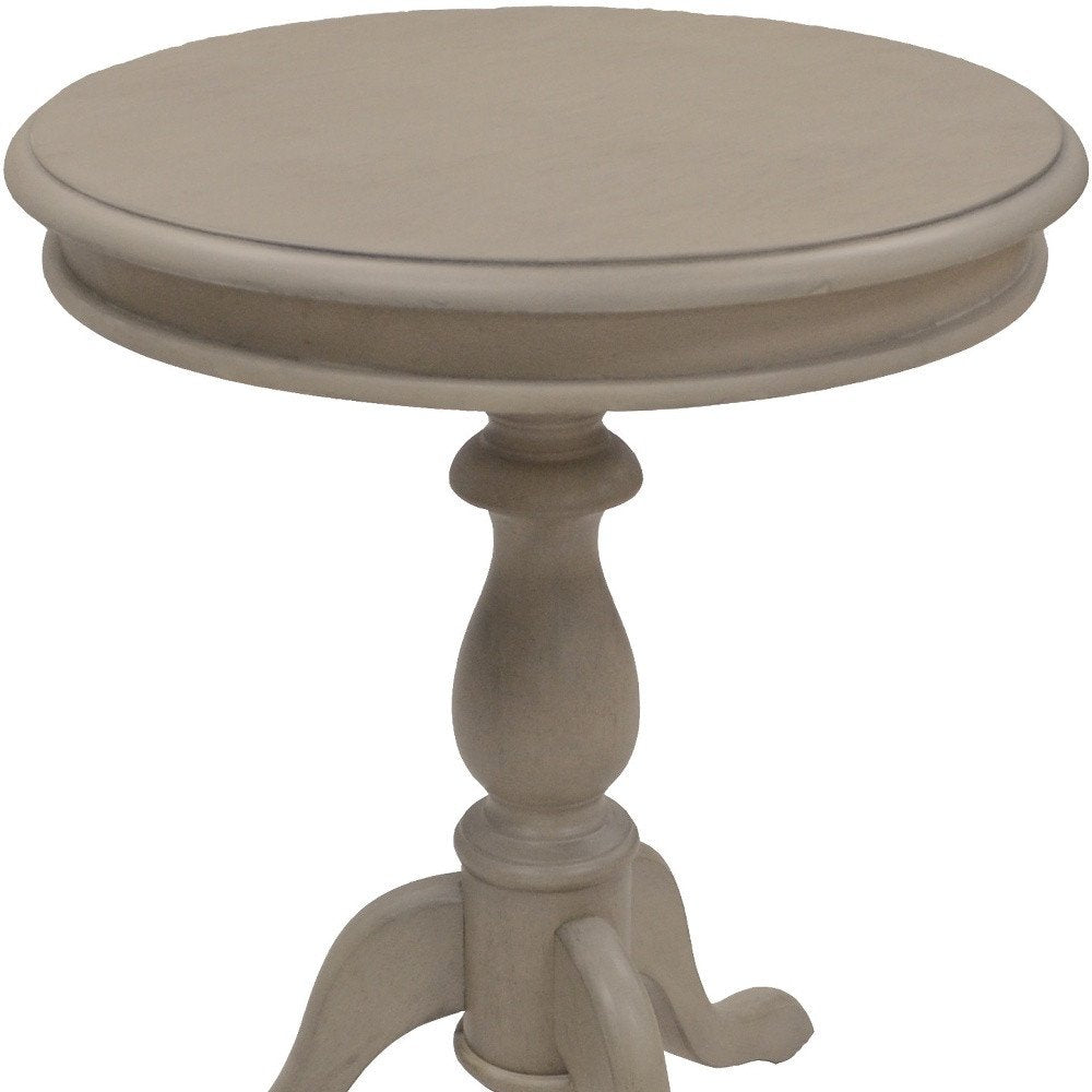 25" Taupe Gray Manufactured Wood Round End Table HomeRoots