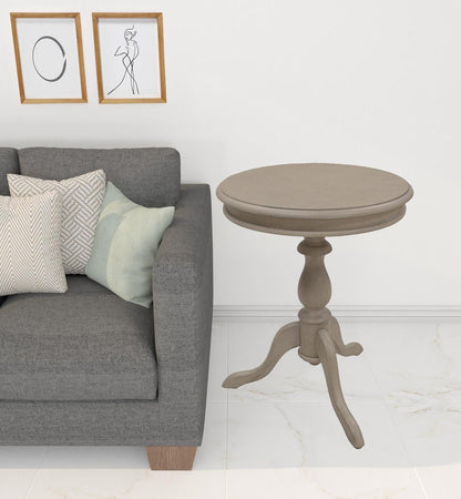 25" Taupe Gray Manufactured Wood Round End Table HomeRoots