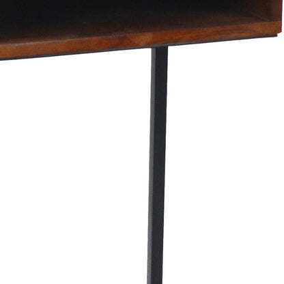 24" Gold And Natural Solid Wood Square End Table HomeRoots