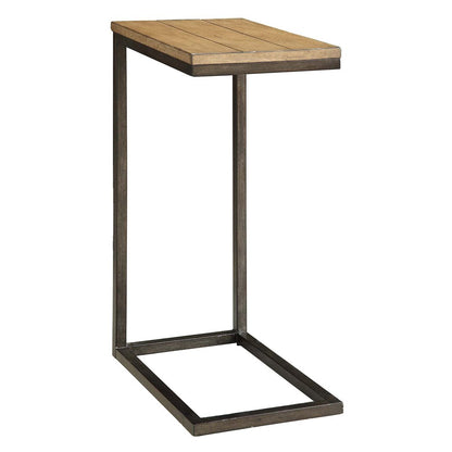 25" Oak and Black Distressed Solid Wood and Steel Frame End Table HomeRoots