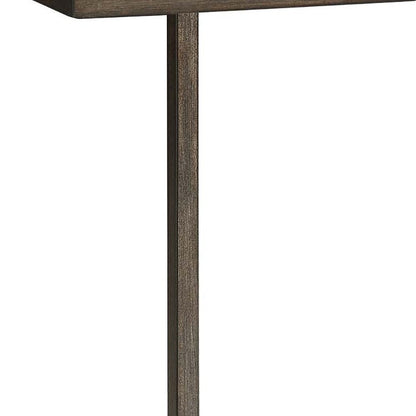 25" Oak And Black Distressed Solid Wood And Steel End Table