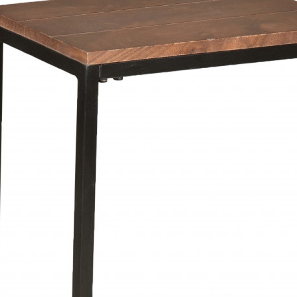 25" Black And Chestnut Solid Wood Rectangular End Table HomeRoots