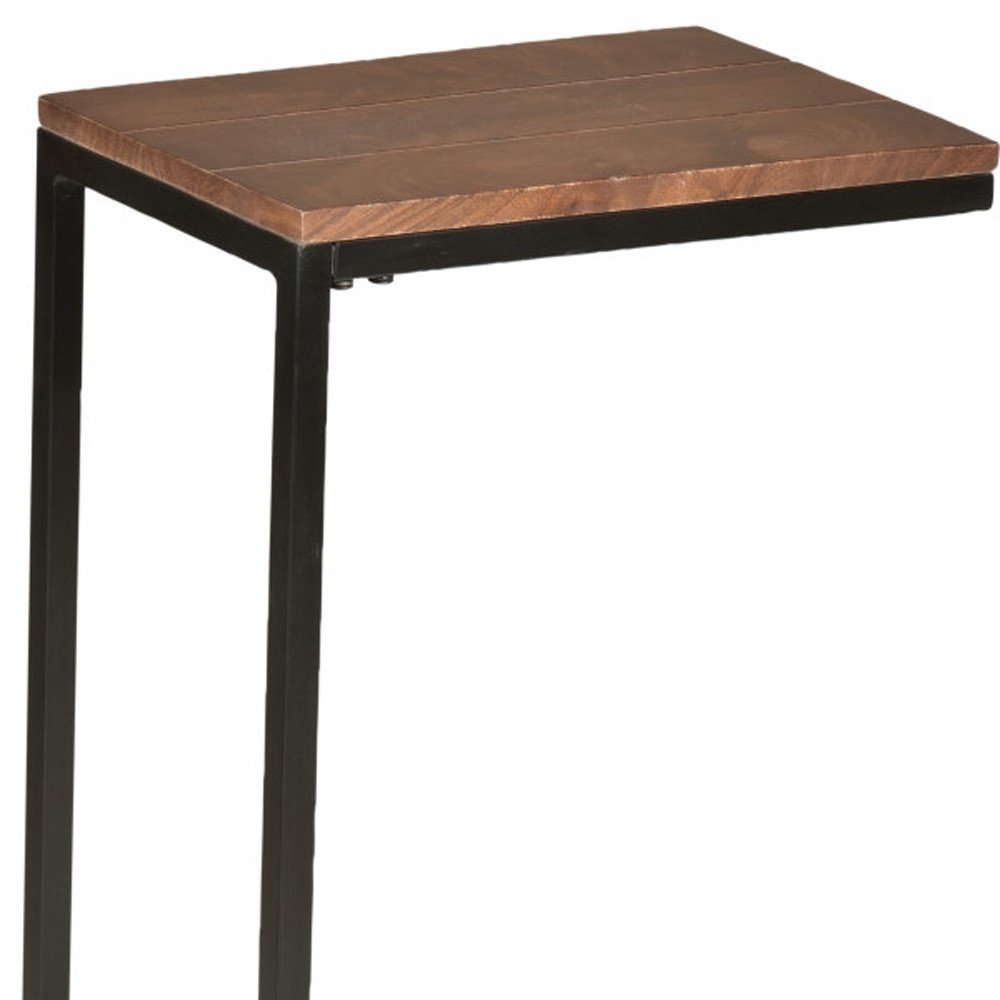 25" Black And Chestnut Solid Wood Rectangular End Table HomeRoots