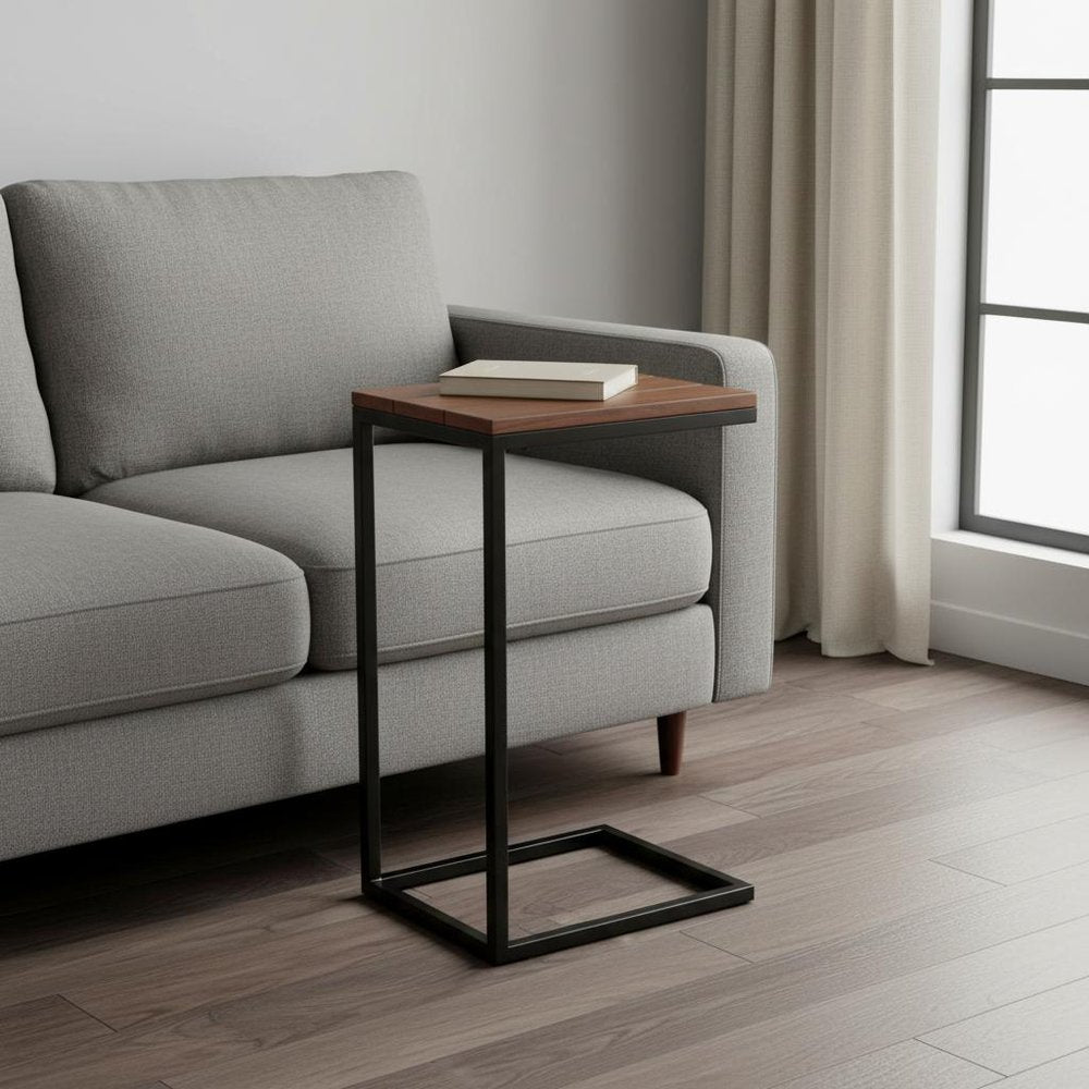 25" Black And Chestnut Solid Wood Rectangular End Table HomeRoots