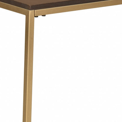 25" Dark Brown Solid Wood And Steel Frame End Table HomeRoots