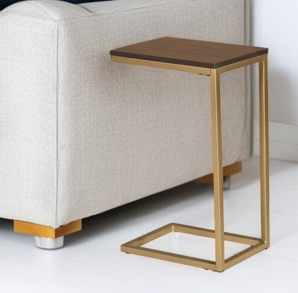 25" Dark Brown Solid Wood And Steel Frame End Table HomeRoots