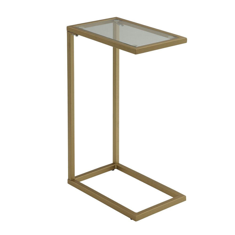 26" Clear and Gold Glass and Steel Frame End Table HomeRoots