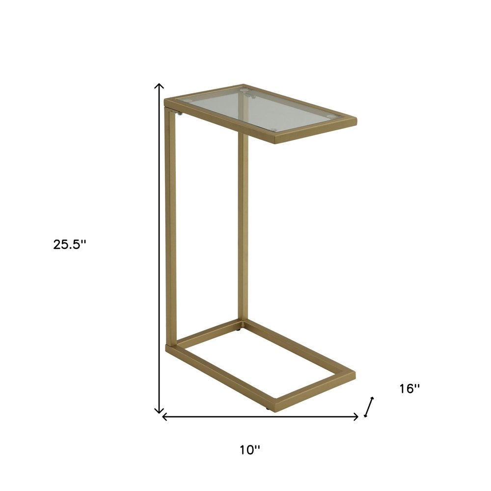 26" Clear and Gold Glass and Steel Frame End Table HomeRoots