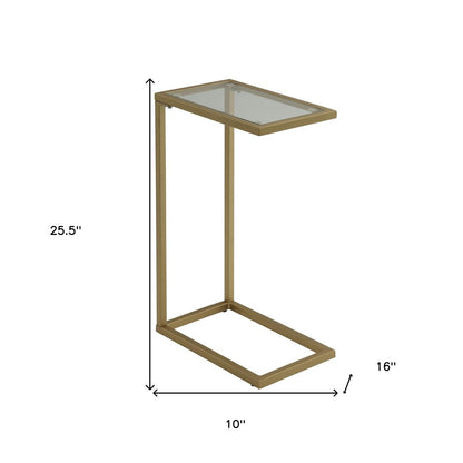 26" Clear and Gold Glass and Steel Frame End Table HomeRoots