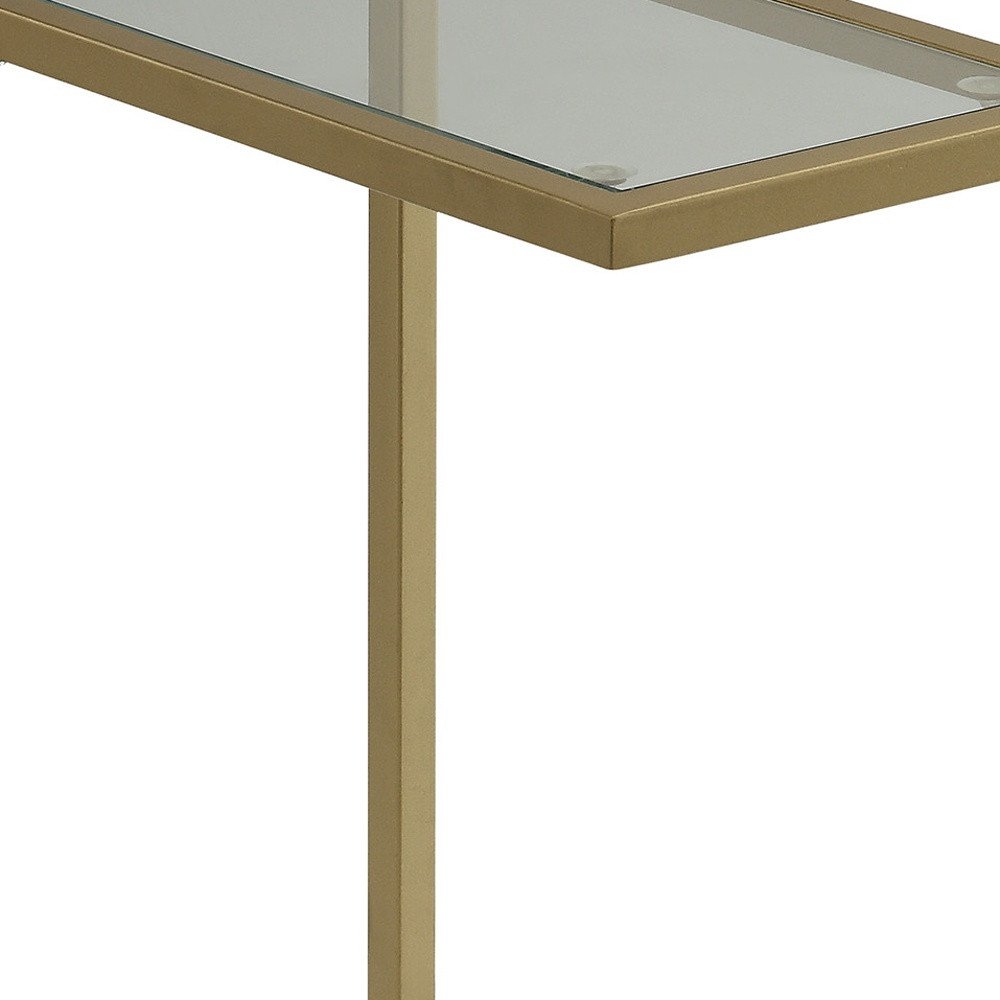 26" Clear and Gold Glass and Steel Frame End Table HomeRoots