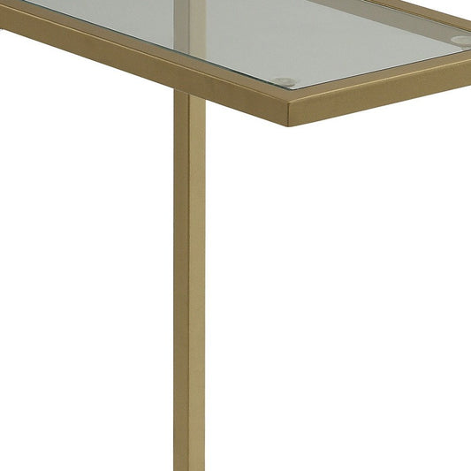 26" Clear and Gold Glass and Steel Frame End Table HomeRoots