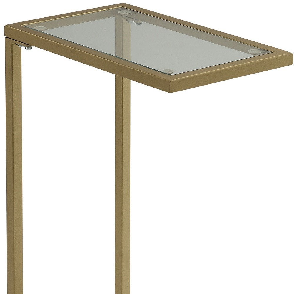 26" Clear and Gold Glass and Steel Frame End Table HomeRoots