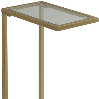 26" Clear and Gold Glass and Steel Frame End Table HomeRoots