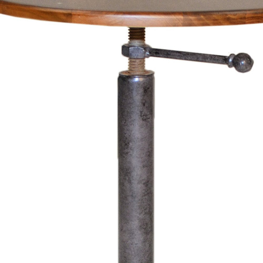 22" Industrial And Chestnut Solid Wood Round End Table — view 2