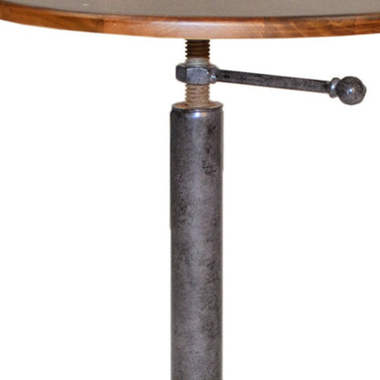 22" Industrial And Chestnut Solid Wood Round End Table HomeRoots