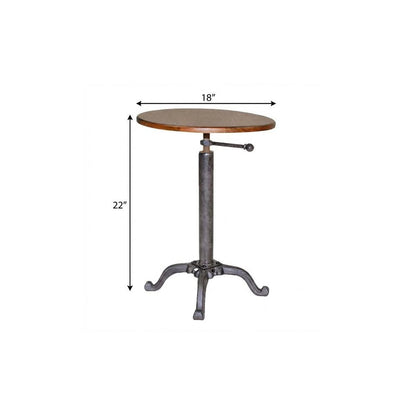 22" Industrial And Chestnut Solid Wood Round End Table HomeRoots