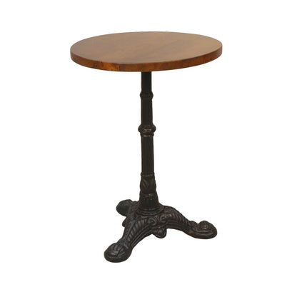28" Black And Wood Brown Solid Wood And Iron Round End Table HomeRoots