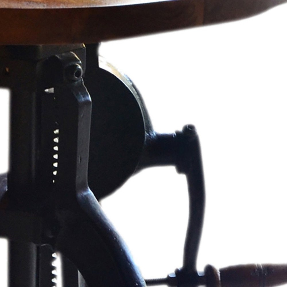 19" Black And Chestnut Solid Wood And Iron Height Adjustable Round End Table HomeRoots