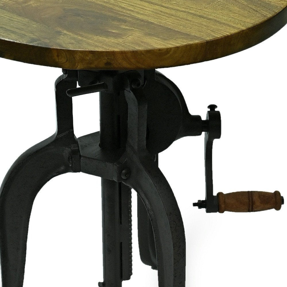 19" Industrial And Oak Solid Wood Round End Table — view 3