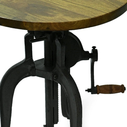 19" Industrial And Oak Solid Wood Round End Table HomeRoots