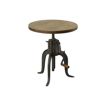19" Industrial And Oak Solid Wood Round End Table HomeRoots