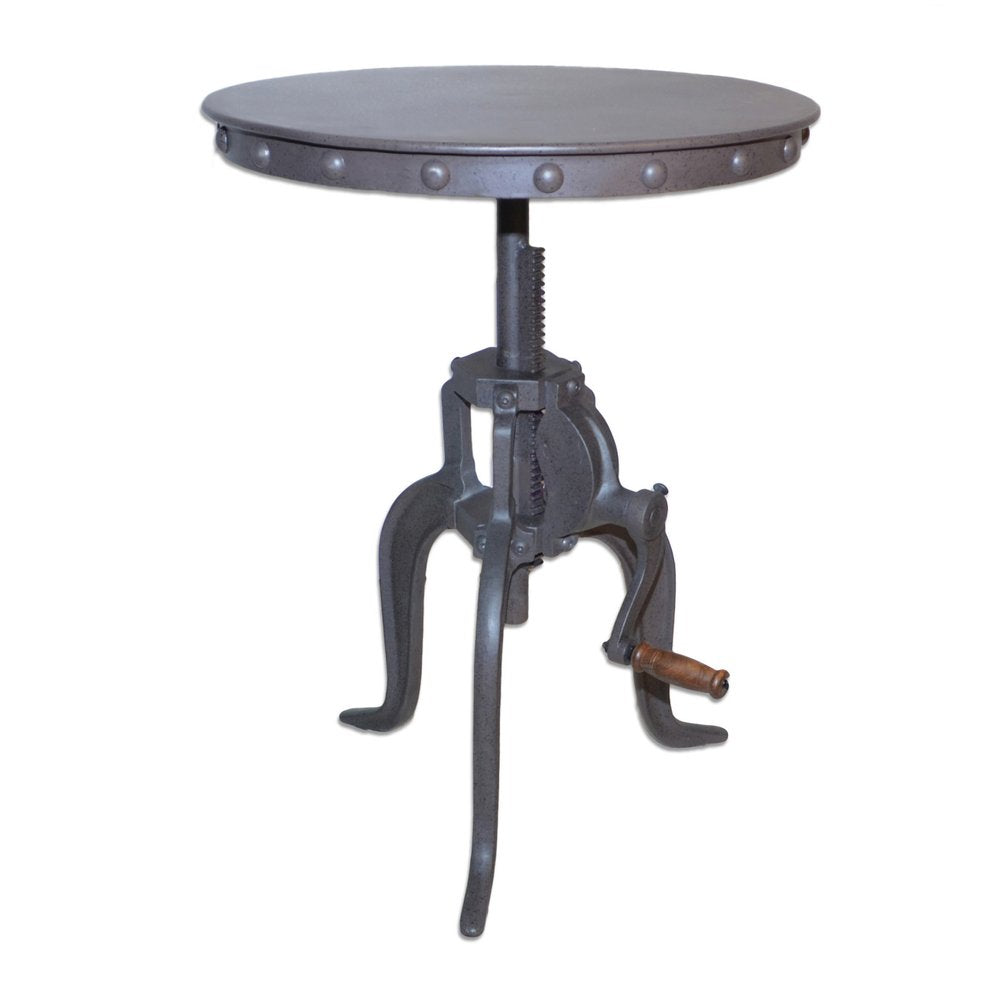 19" Gray Iron Height Adjustable Round End Table HomeRoots