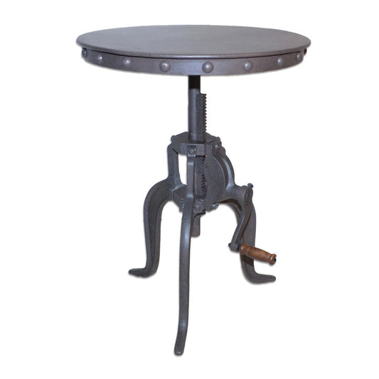 19" Gray Iron Height Adjustable Round End Table HomeRoots