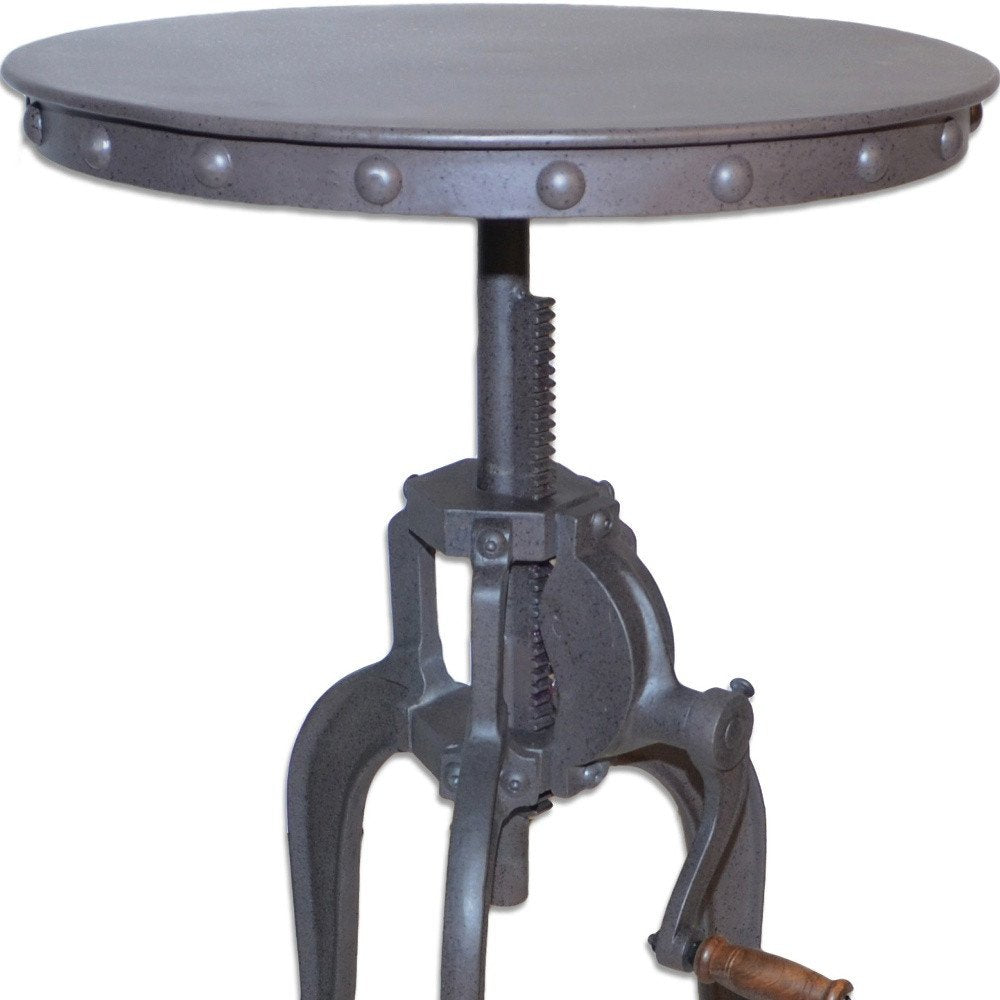 19" Gray Iron Height Adjustable Round End Table HomeRoots