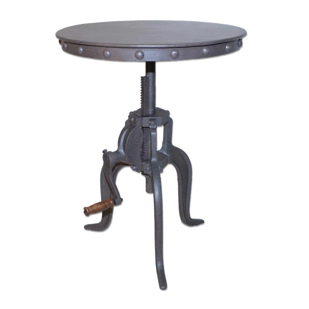 19" Gray Iron Height Adjustable Round End Table HomeRoots
