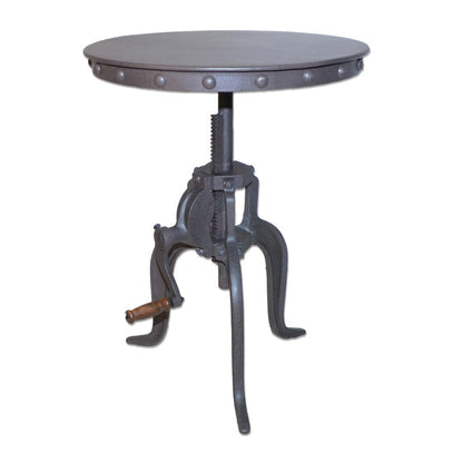 19" Gray Iron Height Adjustable Round End Table HomeRoots