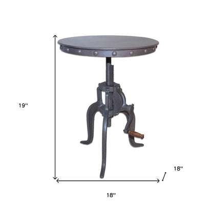 19" Gray Iron Height Adjustable Round End Table HomeRoots