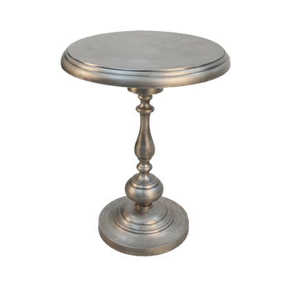 24" Antique Nickle Metal Round End Table