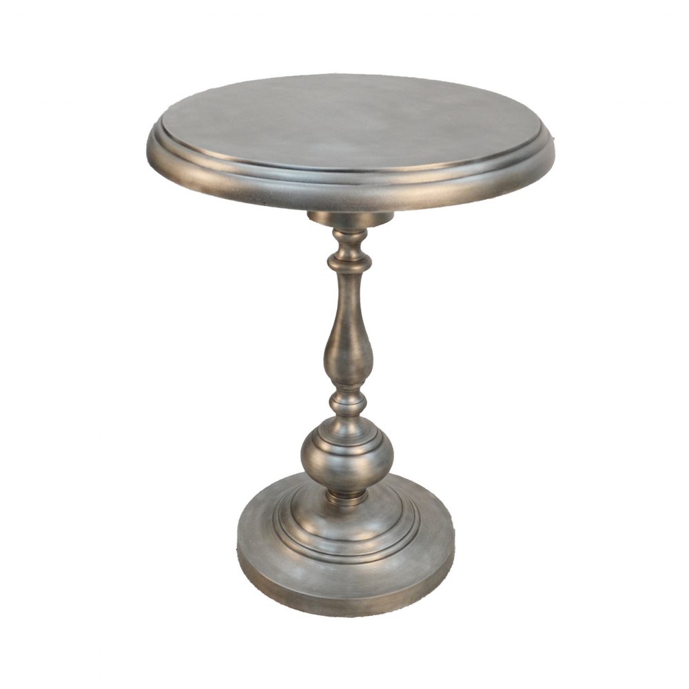 24" Nickel Iron Round Pedestal End Table HomeRoots