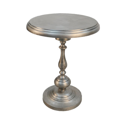 24" Nickel Iron Round Pedestal End Table HomeRoots