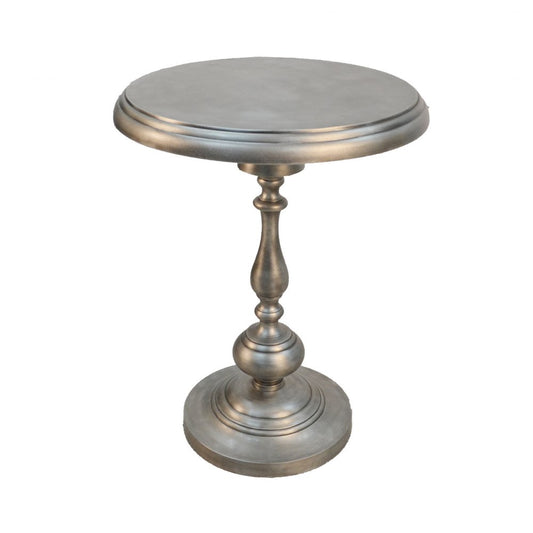 24" Nickel Iron Round Pedestal End Table HomeRoots